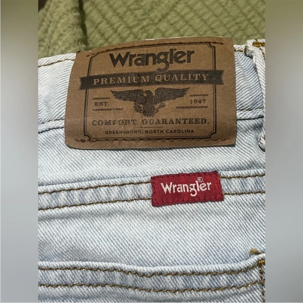 Wrangler Boys Red Short Sleeve Button-Up Shirt & Light Denim Pants Size XS (4/5)
